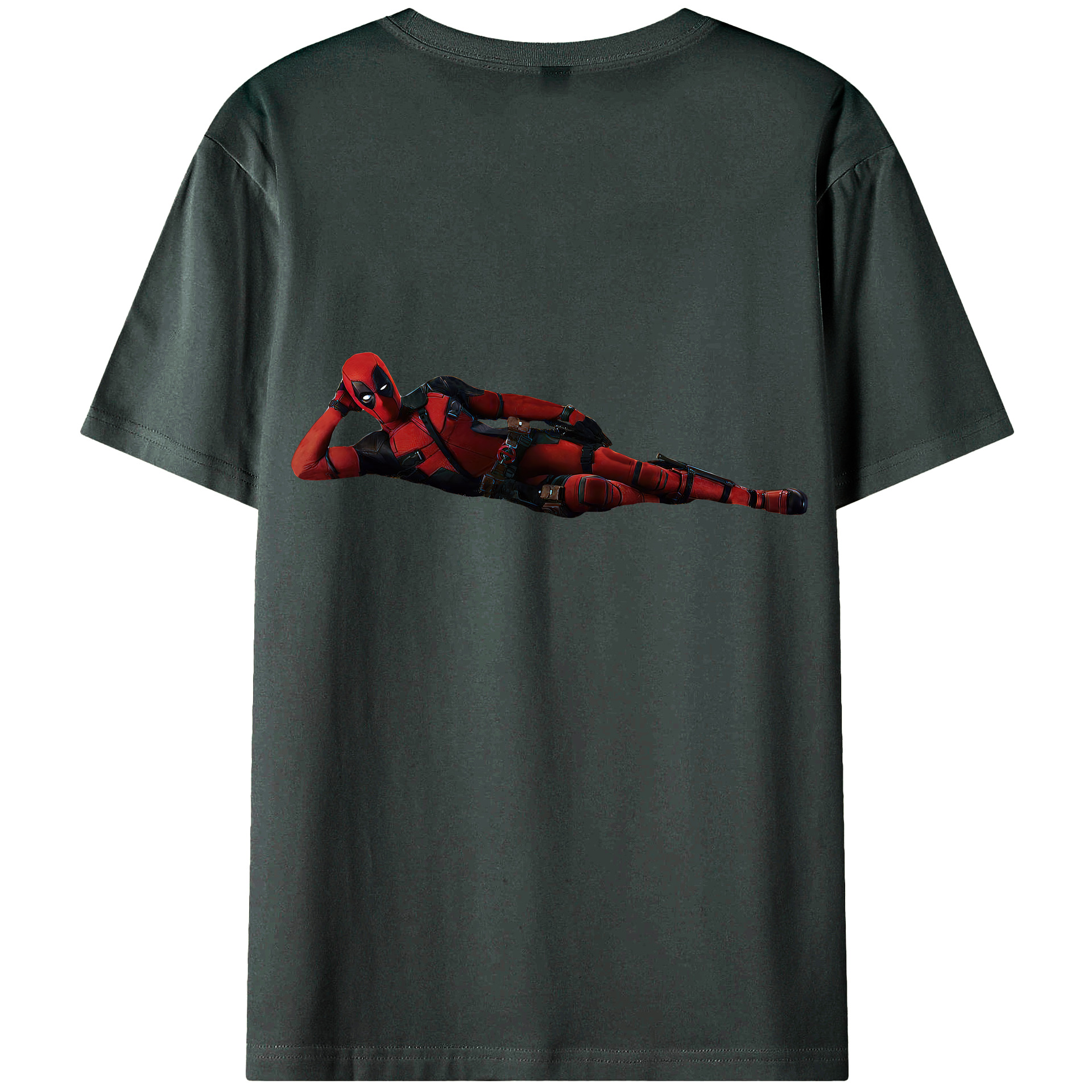 （画像用） Deadpool デッドプール 綿100％ メンズ半袖Tシャツ（バックプリント） 通気性